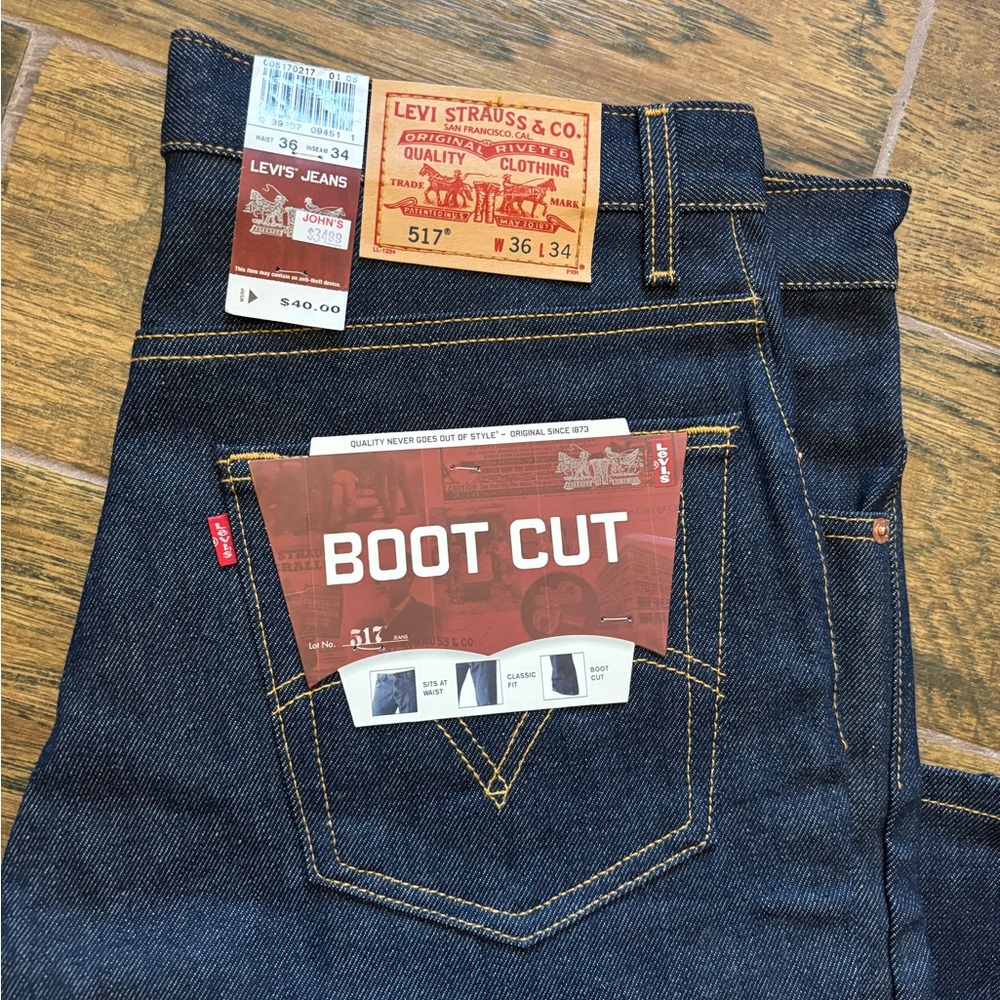 SOLD NOS Vintage Levi’s 517 Boot Cut Jeans - Made in USA - Rigid Indigo - 36x34